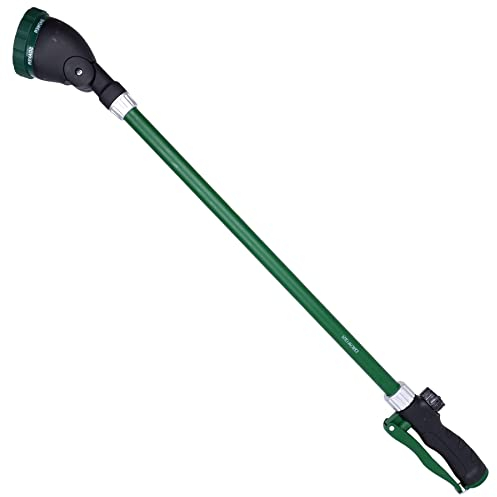 H2O WORKS Strapazierfähiger 71.1 cm Bewässerungsstab mit schwenkbarem Kopf, verstellbarer Gartenschlauch Wassersprühstab mit ergonomischem Griff, perfekt für die Bewässerung von Sämlingbetten, Blumen