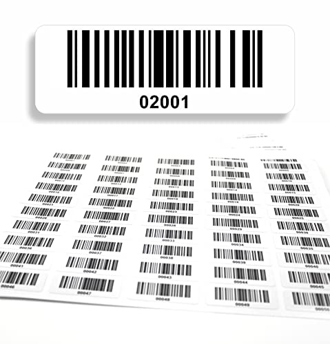 Etiquetas con código de barras 02001-03000, 5 dígitos, 1000 unidades 50 x 17 mm, etiquetas de inventario preimpresos, autoadhesivas, fabricado en Alemania