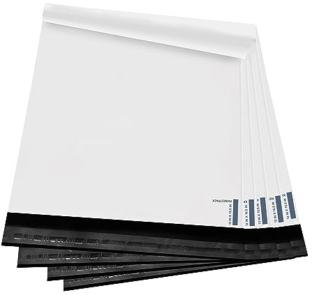 KKBESTPACK Poly Mailers Shipping Envelope Self Sealing Bags (12x15.5 100pc) (PM100), White