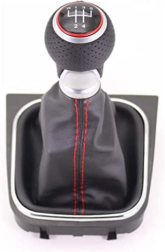 KABELIF pomo de la Palanca de Cambios del Coche para V&olkswagen G&olf 5 MK5 R32 GTD GTI 2004-2009 -Red_5_Speed 5 6 Speed ​​Car Shift Palanca Horizontal Shift Knob Accesorios (Color : Red 5 Speed)