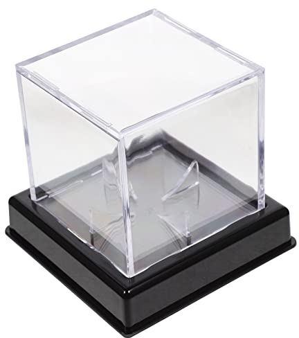 CLISPEED Acryl Vitrine Schaukasten mit Schwarzer Basis: Baseball-Display-Koffer UV-geschütztes Acryl Baseball-Aufbewahrung Baseball-Halter Quadratisch für Modellautos, Figuren | 10.5 x 10.5 x 9.5cm |