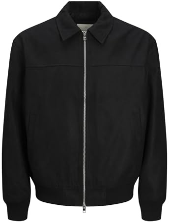 JACK & JONES Jprccray Faux Suede Bomber Chaqueta, Negro, M para Hombre