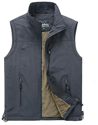 Btmpmcs Hommes Polaire Gilet en Hiver Ultra Légère Veste Padded Bodywarmer de Sport sans Manche Coupe-vent Gilet de Pêche Photographie en Plein air Manteau Matelassée Epais en Chaud