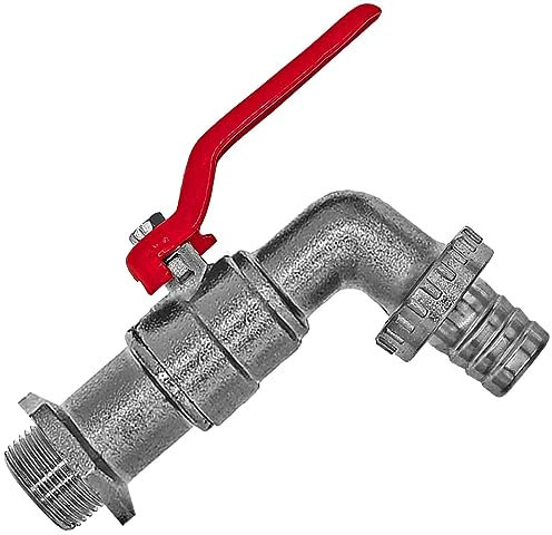 Volldurchlass Kugelhahn Auslaufventil 3/4 Rohr Zoll Außengewinde AG Wand Anschluss Voller Durchgang aus Zink mit solidem Stahlhebel rot Schlauchtülle Außendurchmesser 20 mm Wasser Hahn