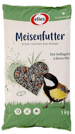 Elles Nourriture pour mésanges, 1 kg, riche en énergie, mélange de graines de tournesol, d'arachides et de graines de chanvre, idéal pour les mangeoires et l'alimentation du sol