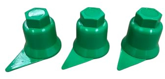 Kram - Tuck – 100 x hjulskruvar – hjulmuttrar – hjulbultarkapslar – hjulmutterkapslar – plastkapslar höljen - skyddsindikator för lösa skruvar (grön, 33 mm)