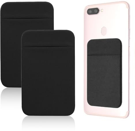 Teegxddy 2 Piezas Soportes para Tarjetas De Teléfono,Tarjetero Movil，Bolsillo Autoadhesivo para Tarjeta con Adhesivo En La Parte Posterior del Teléfono， Cartera para Tarjetas De Crédito(Nero)
