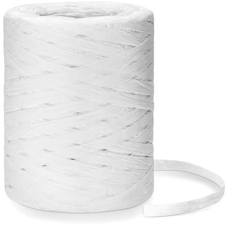 KINGLAKE Nastro di carta effetto rafia, 200 m, per decorazioni artigianali, confezioni regalo, matrimonio, San Valentino, tessitura bianca