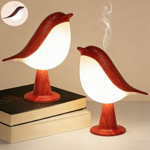 Pájaro rojo Lámpara de noche con control táctil, lámpara de mesa regulable, lámparas de cabecera, lámparas de mesilla de noche, luz nocturna, lámpara LED portátil recargable por USB, inalámbrica