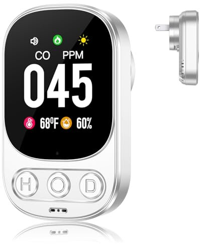 CO-Melder, 3-in-1 Kohlenmonoxid-Melder mit Temperatur- und Feuchtigkeitssensor, CO Melder für Zuhause, Wohnmobil, Wohnung, Keller, Werkstatt und mehr, EN 50291 Zertifiziert YOJOCK (Weiß)