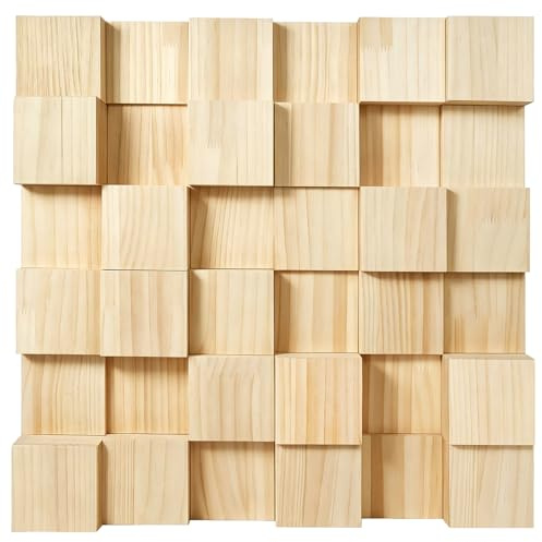 BXI Wood Sound Diffuser - 24 X 24 X 2.8 Inches Thick Acoustic Diffusion Panels Add Listening Room Musical Liveliness, Quadratic Residue Diffusor for Wall and Ceiling Acoustical Treatment (3D)
