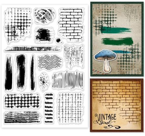 GLOBLELAND Sellos transparentes de textura vintage grunge para álbumes de recortes, fondo de pinceladas, sellos de silicona, textura retor, sello transparente para hacer tarjetas, bricolaje, repujado,
