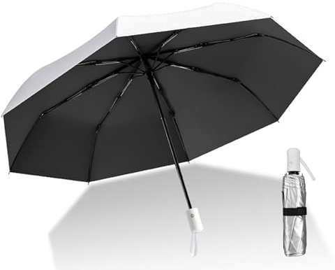 FuxFuis Parapluie Anti UV, Parapluie Automatique Pliant UPF 50+ Ombrelle Anti-UV avec Revêtement Argenté Parapluie Automatique Compact Parapluie Anti Tempête Parapluie Pliant Anti Vent