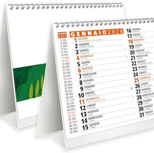 Calendrier de table 2026 avec fêtes hebdomadaires lunes et saints avec grands chiffres – certifié FSC® Mix Credit – Calendrier 2026 de bureau pour bureau à domicile scolaire (couleur orange)