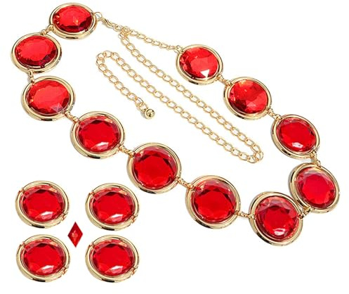 Generico Cintura Con Catena In Acrilico Rosso, Cintura Cosplay Rossa Con Catena Anime, Cinturas Per Costume, Cinturas Regolabile Con Maglie Per Abiti Da Donna