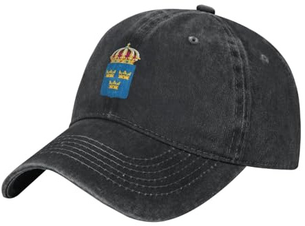 Unisex enkel keps – Sveriges nationella emblem tryck baseballkeps justerbar vintage hatt bomull sliten bas solhatt för män kvinnor utomhus golf tennis shopping
