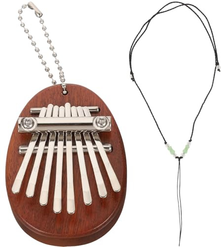 POPETPOP Mini Kalimba de 8 Teclas de Madera y Metal, Piano de Pulgar Ligero y Fácil de Tocar con Cuerda Colgante, Instrumento Musical Adecuado Presentaciones en Escenario