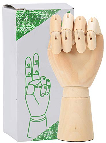 Cikonielf Modellhand aus Holz Gliederpuppe Hand Modell Kinder Linke Hand Modell Hand Statue Figur mit flexiblen Gelenken für Kunst Zeichnung Ausstellung