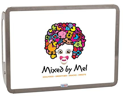 Timkid QuattroQ - Mesa de madera para cambiar la pared (incluye impresión y borde metálico), color gris