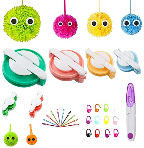 通用 Pompom Maker Set 6 Größen Bommelmacher Set Pompons Basteln Kinder Kunststoff Pompom Maker Fluff Ball Weaver Fluff Ball Machen DIY Pompoms Handwerk Für DIY Handwerk, Charms, Dekoration, Geschenke