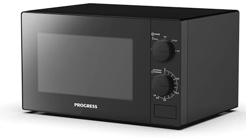 Progress EK5920P 20L Manual Solo Microwave – 25.5 cm Rotating Glass Turntable, Microwave Oven, 35 Minute Timer, Defrost Function, 5 Heat Levels, 2 Adjustable Dial Function, 44 x 34.5 x 25.9 cm, 700 W