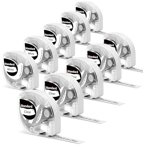 10x Phomemo P12/p12pro/LT12 Etikettenband 12mm X 4m Schwarz auf Weiß Schwarz auf klar Etiketten FüR Phomemo P12/p12pro/LT12 Etikettiergerät Selbstklebend