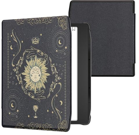 kwmobile fodral för Pocketbook Era/Era färgfodral – läsplatta skydd med automatisk sömnfunktion – tarotkort med mörkblå/gul/svart