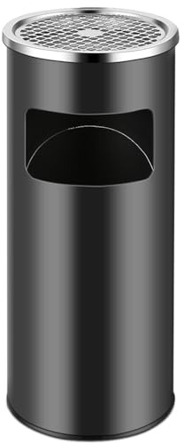 OHMG Basurero con Cenicero de Pie de 30 L,Cubo Interior Extraíble,Cubo de Basura de Acero Exterior para la Oficina, el Hotel y el Jardín,Contenedor de residuos,Papelera Cenicero