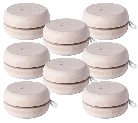 JEKA JoJo - Set da 8 pezzi in legno da colorare, Yoyo come pensierino di compleanno per bambini, bomboniere, matrimonio, piccola cosa per l'inizio della scuola, festa per bambini