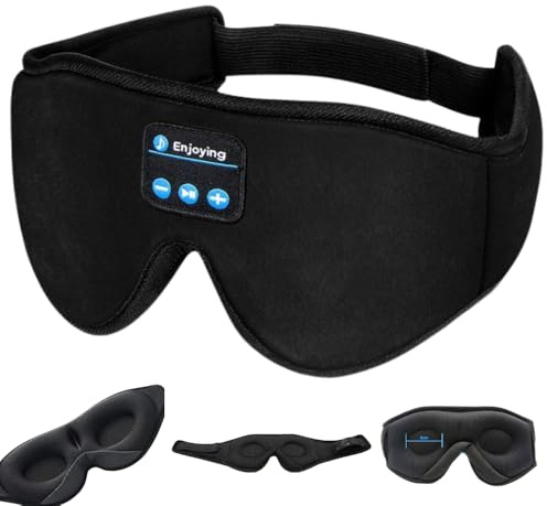 ePalZoneXP Wireless Bluetooth 5.2 Sleep Mask Sleep Headphones Eye Mask Bluetooth Headphone, 3D Eye Mask for Sleeping Music Sleeping Headphones for Men/Women Music Earphones UK (Black)