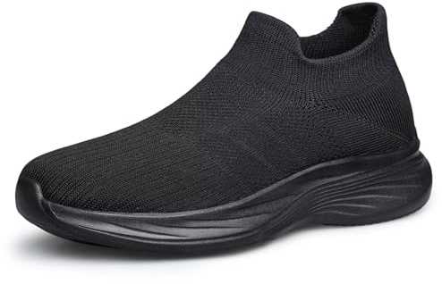 Men Slip On Trainers Barefoot Shoes Walking Shoes Casual Mesh Breathable Comfortable Lightweight for Workouts All Black