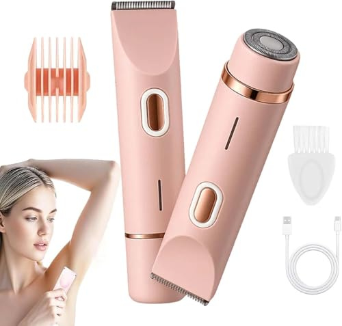 Rasoir Klyne Femme, Tondeuse Femme, Klyne Tondeuse 2 en 1 Femmes, Rasoir Klyne Femmes Electrique Maillot, Kyne Zone Sensible, Rasoirs Klyne Epilateu, Pour Bikini, Jambes, Aisselles (Rose)