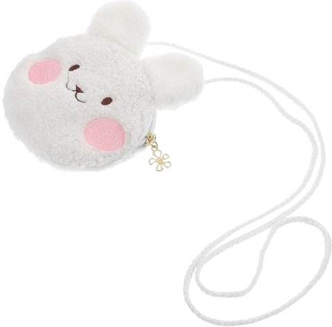 SHOWERORO Bolsa de Dibujos Animados de Felpa en Forma de Animalito Blanco, Monedero Portátil y Suave para Monedas y Pequeños Objetos, Adecuado para Uso Diario