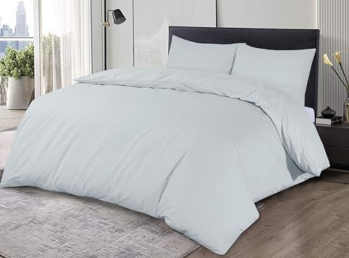 Sapphire Collection 100% Egyptian Cotton 200 Thread Count Duvet Cover With Pillow Case Bedding Set (Duck Egg, Super King)