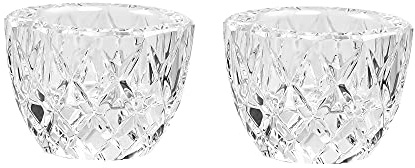 Donoucls Crystal Tealight Candle Holder Pack of 2 Party Dinner Hand-Cut 2.4'' X 1.7'' Clear