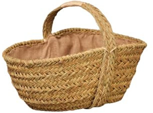 Cesteria Aparici Leñero esparto oval forrado con asa transversal 7133-2 (60X40X25). Cesto para leña