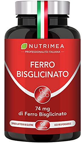 Ferro Bisglicinato | Integratore con Vitamina C | Per Stanchezza Fisica e Anemia | Elevata Tollerabilità Intestinale | Normale Funzione dei Glubuli Rossi e dell'Emoglobina | 90 Capsule
