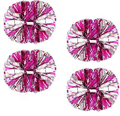 CREATIEE-PRO 4Pcs Cheerleading Pom Poms Cheerleader Pompoms, Rose Silver