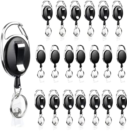 10 piezas Llavero Retráctil,Mosquetón de Carrete de Tarjeta y Clip de Cinturon con Cordón de Nylon Extensible para Tarjeta Identificativa ID Badge