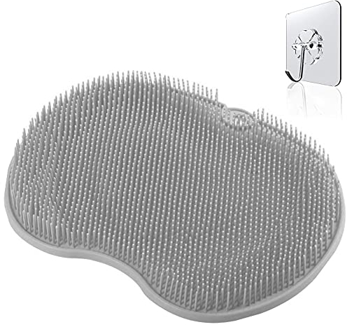 Shower Foot Massager Scrubber, Foot Cleaner Massage Mat with Non Slip Suction Cups, Improve Circulation Relieve Tired and Pain (Grey)