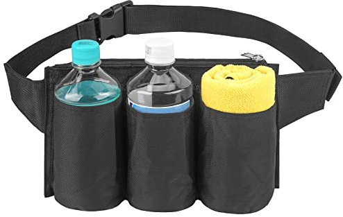 JANKOW 3Pockets Restaurant Waiter Waist Pouch Bag, Apron Bag with Adjustable Web Belt, Waiter Waist Pouch, Adjustable Waist Strap Belt for Bars, Cafes (Black)