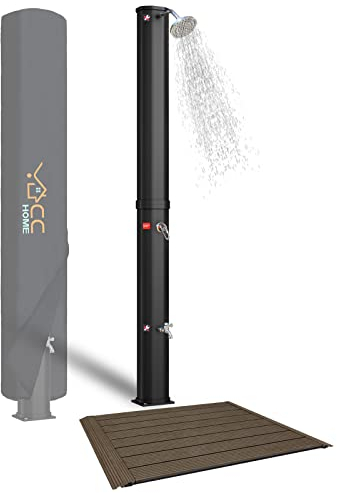 CCLIFE Solardusche 35L mit Bodenplatte und Handbrause Solar Gartendusche Pooldusche Regendusche Außendusche Garten Brause warmes Wasser