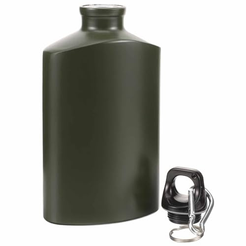 Toddmomy Portable Military Canteen Flat Aluminum Water Bottle with Hook for Camping Hiking Outdoor Use 500Ml