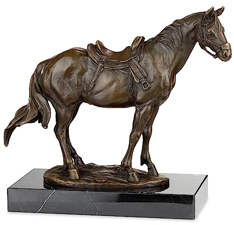 Moritz Bronzefigur Pferd mit Sattel Halfter Höhe 25,5 cm 5,3 kg Skulptur Statue Antik-Stil historisch Dekoration Vintage