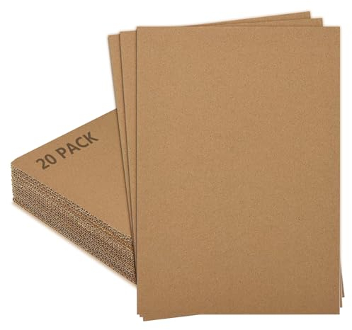 20 Pezzi Cartone Ondulato,Fogli di Cartone Ondulato, Cartone Rettangolare Per Artigianato, Scatole, Modellismo (A4)
