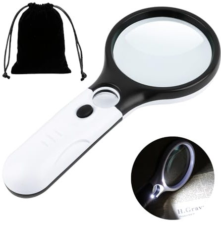 Loupe de Lecture Éclairée 10X 30X - Grossissante à Main, Lumineuse pour Journaux, Bijoux, Seniors, Malvoyants, Observation et Travaux Manuels
