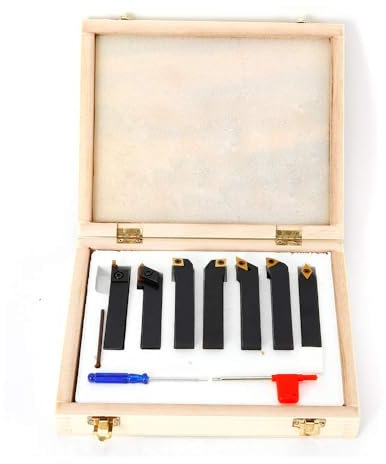 Lot de 7 burins de tournage avec plateau réversible - 16 mm - Support de serrage