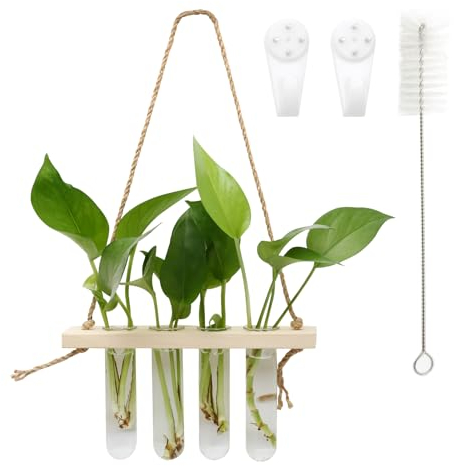 Lot de 4 Vase Hydroponique Suspendu, Station de Propagation pour Plantes Murale, Vase Boutures Plantes pour Maison, Bureau, Jardin