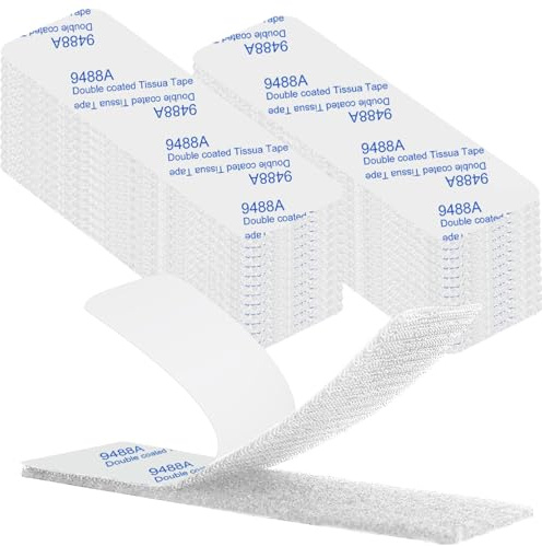 Rusoz Feltro Adesivo Forte Bianco in Nylon 20 Coppie Nastro Biadesivo Extra Forte e Resistente 3cm x 10cm Ideale per Fissaggio e Riparazioni per DIY Tende e Cornici
