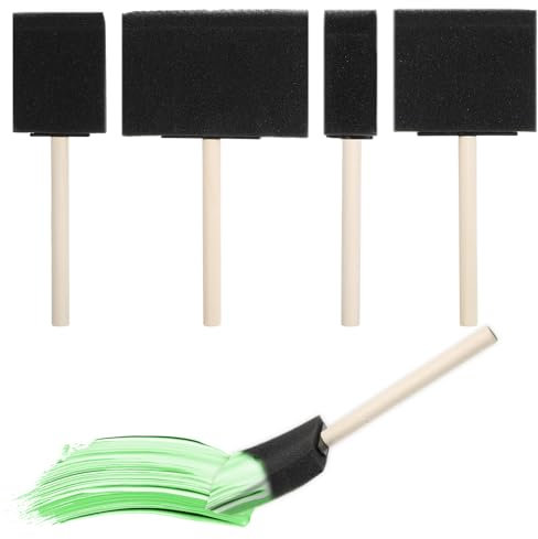 Bewudy Schwammpinsel, 4 Stück Schaumstoffpinsel Holzgriff Schaum Pinsel Malerei Schaumstoff Stupfpinsel Zum Malen für Erwachsene Kinder Aquarellfarbe Kunsthandwerk DIY Bastelprojekte (4 Größen)